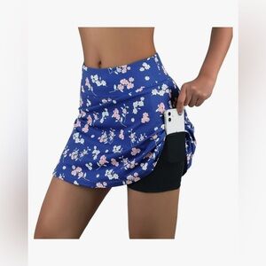 beroy Running Skirts Tennis Golf Skorts Navy Blue with flowers Size 3XL